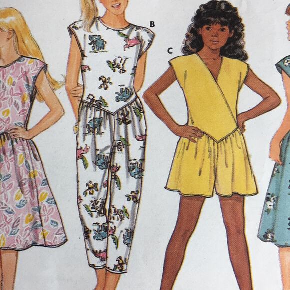 Vintage Butterick Classics 1987 Sewing Pattern 4900 Girl's Jumpsuit/Dress 7-8-10 - Picture 3 of 13